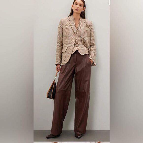 VEDA Leather Trousers Pants Size 10 - Picture 1 of 8